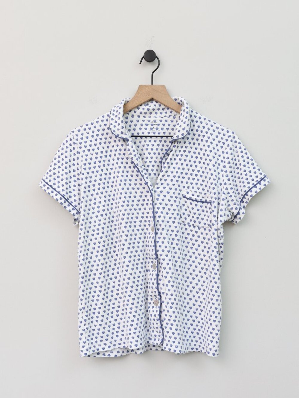 Roller Rabbit Hearts Polo Pajama Top White Blue Large - Picture 2 of 4